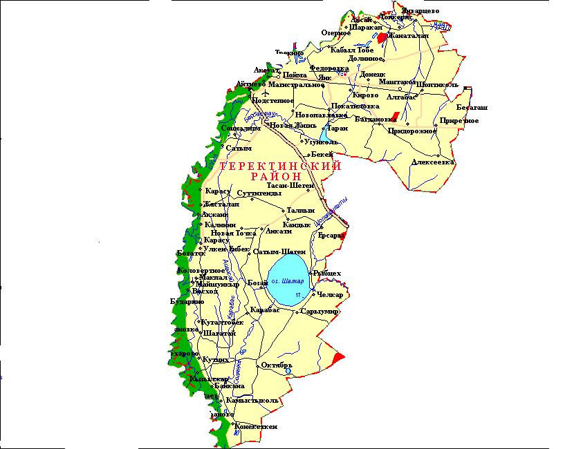 Карта теректинского района западно казахстанской области